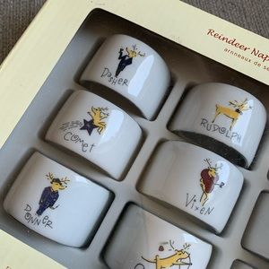 New in the box Pottery Barn Reindeer Napkin Rings